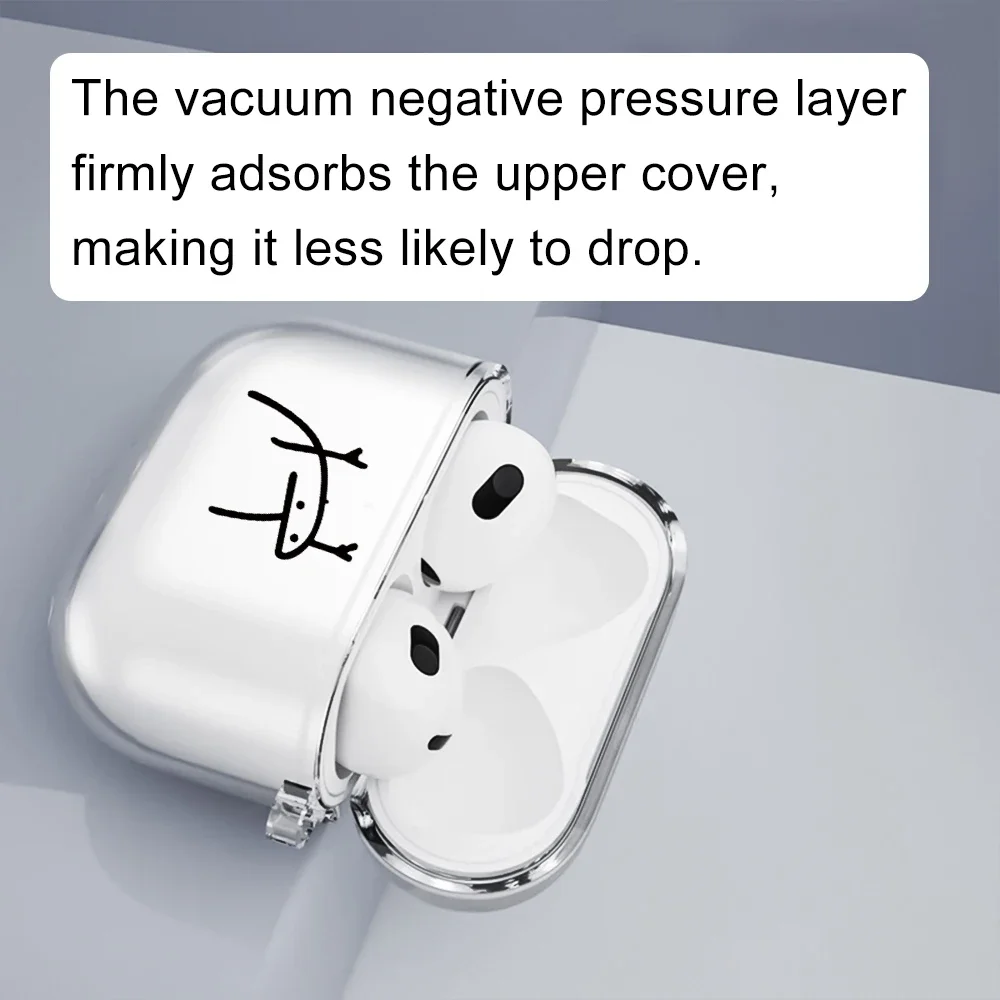 Funny Cartoon Black Clear Earphone Case For Apple AirPods 4 3rd 2 Pro2 Transparent Cover For Airpod 3 Protective Box Shell