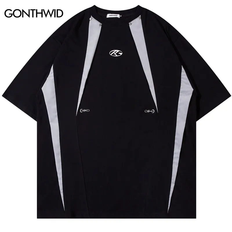 

Vintage Sports Oversized T-Shirt Y2K Hip Hop Retro Patchwork Short Sleeve Tshirt 2024 Men Harajuku Casual Loose Cotton Tops Tee