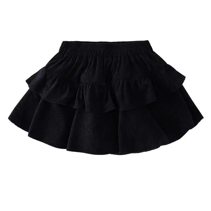 تنورة قصيرة جديدة لخريف وشتاء 2025 للفتيات تنورة كعكة عصرية للأطفال تنورة مطوية مع سراويل أمان