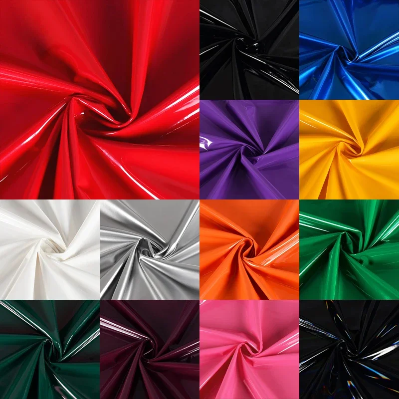 

Shiny Glossy Soft Vinyl Patent Leather Fabric, Elastic PVC Fabric, Material for Dress Upholstery, 145cm Wide, Sold by Meter