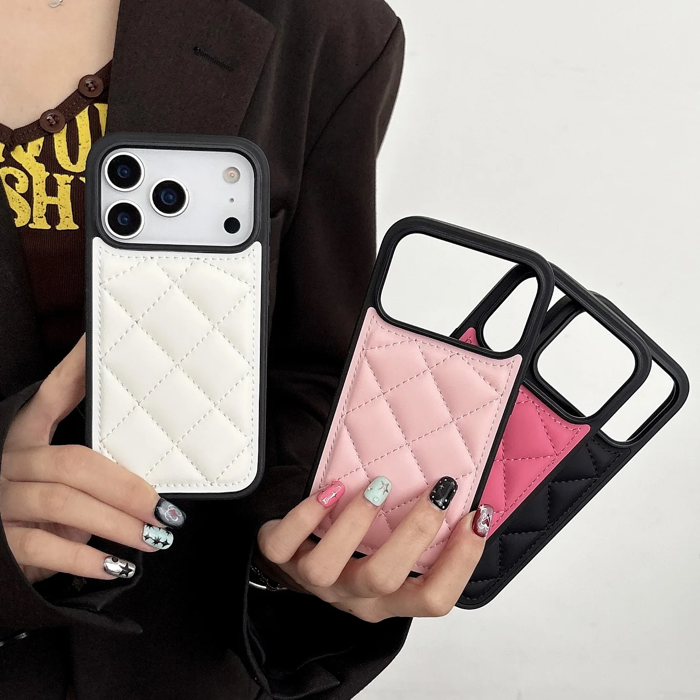 Apple iPhone 17 Pro Max Case Quilted Down Jacket Design Chanel Style Phone Cover for iPhone 16/15/14/13 Pro Max Slim Protective