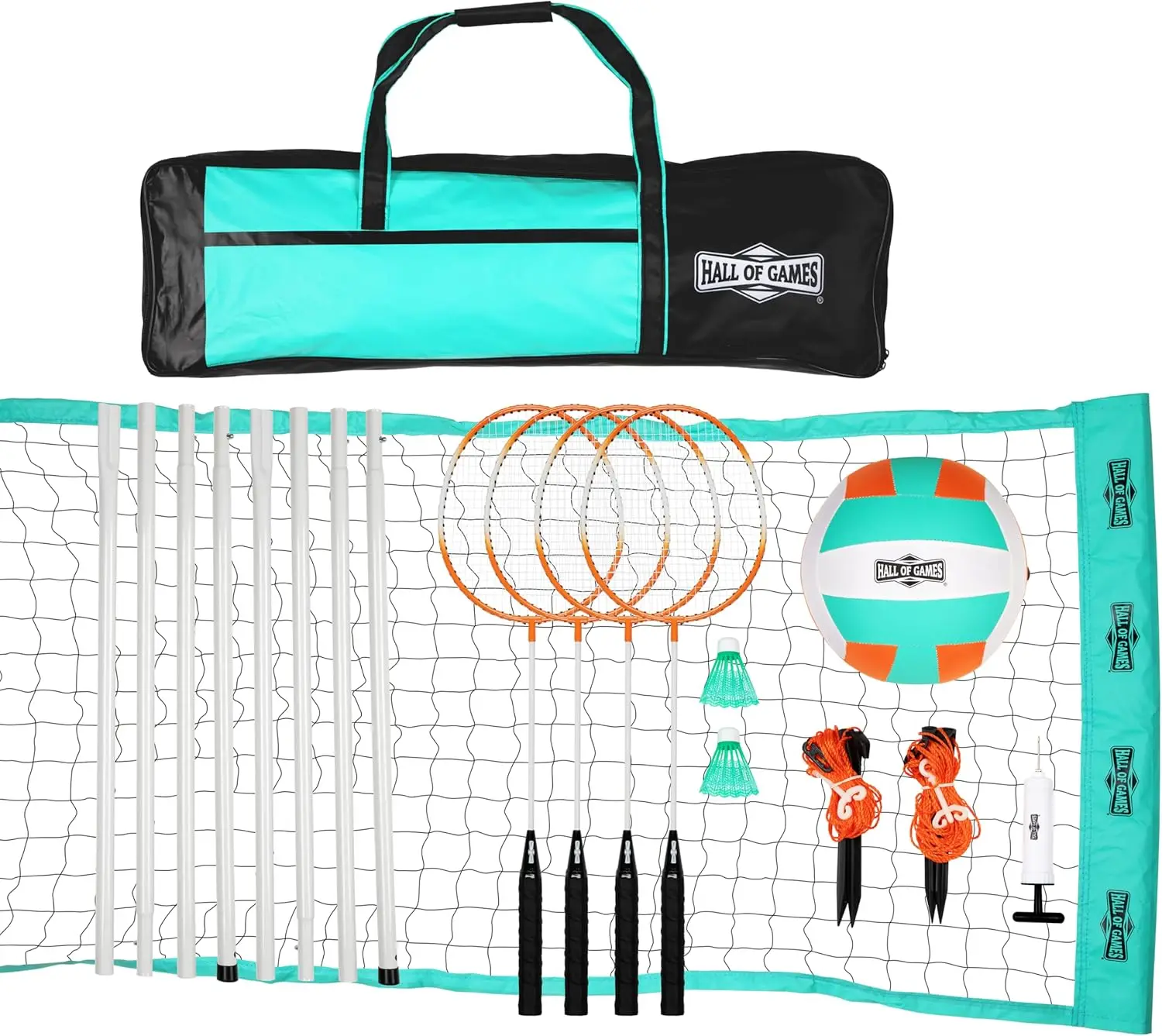 Badminton and Volleyball Net Set with Adjustable Steel Poles and Carrying Bag Accessories for Outdoor Parties