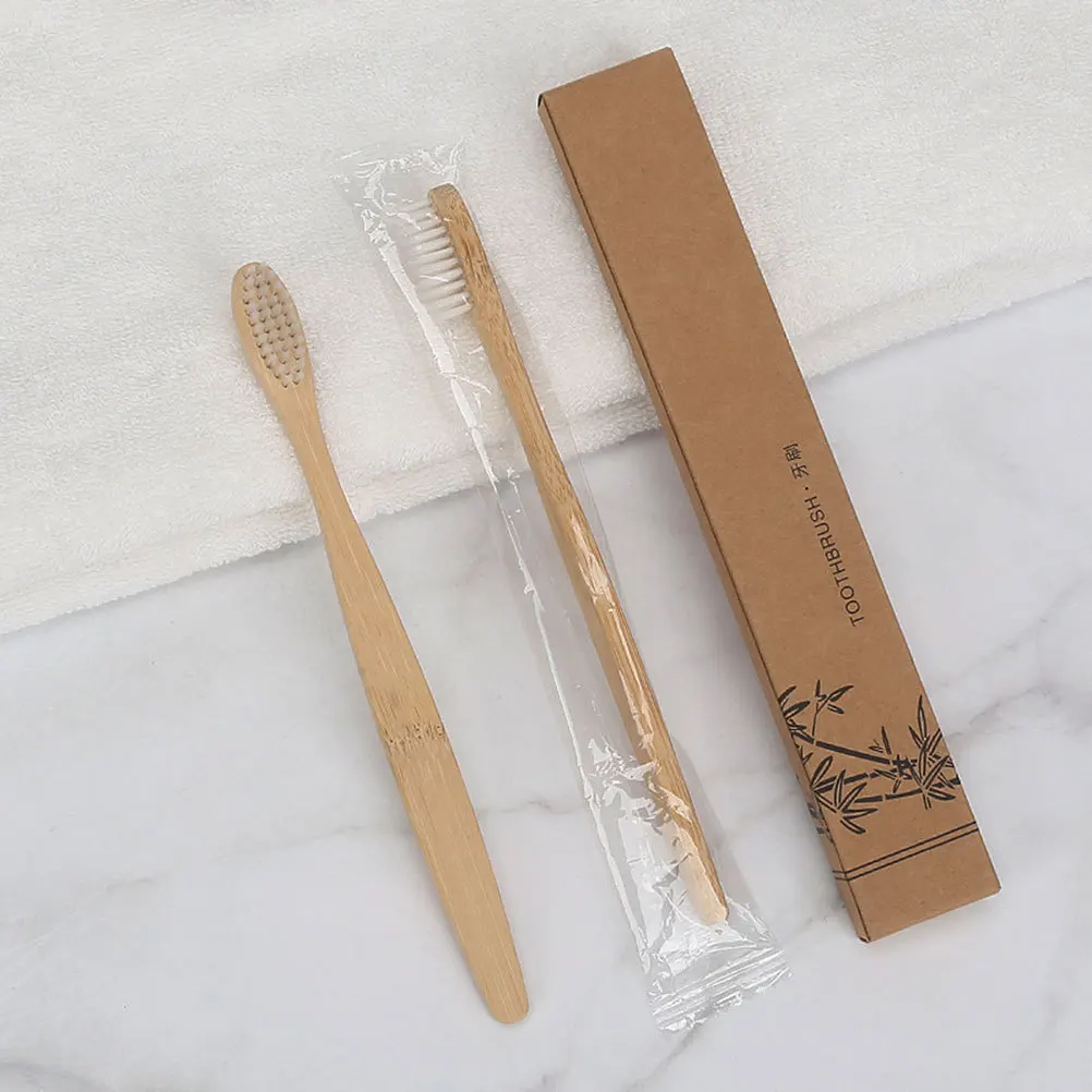 

3pcs Eco-Friendly Bamboo Toothbrush Biodegradable For Sensitive Gums White Iridescence Brown Bristle Bamboo Toothbrush