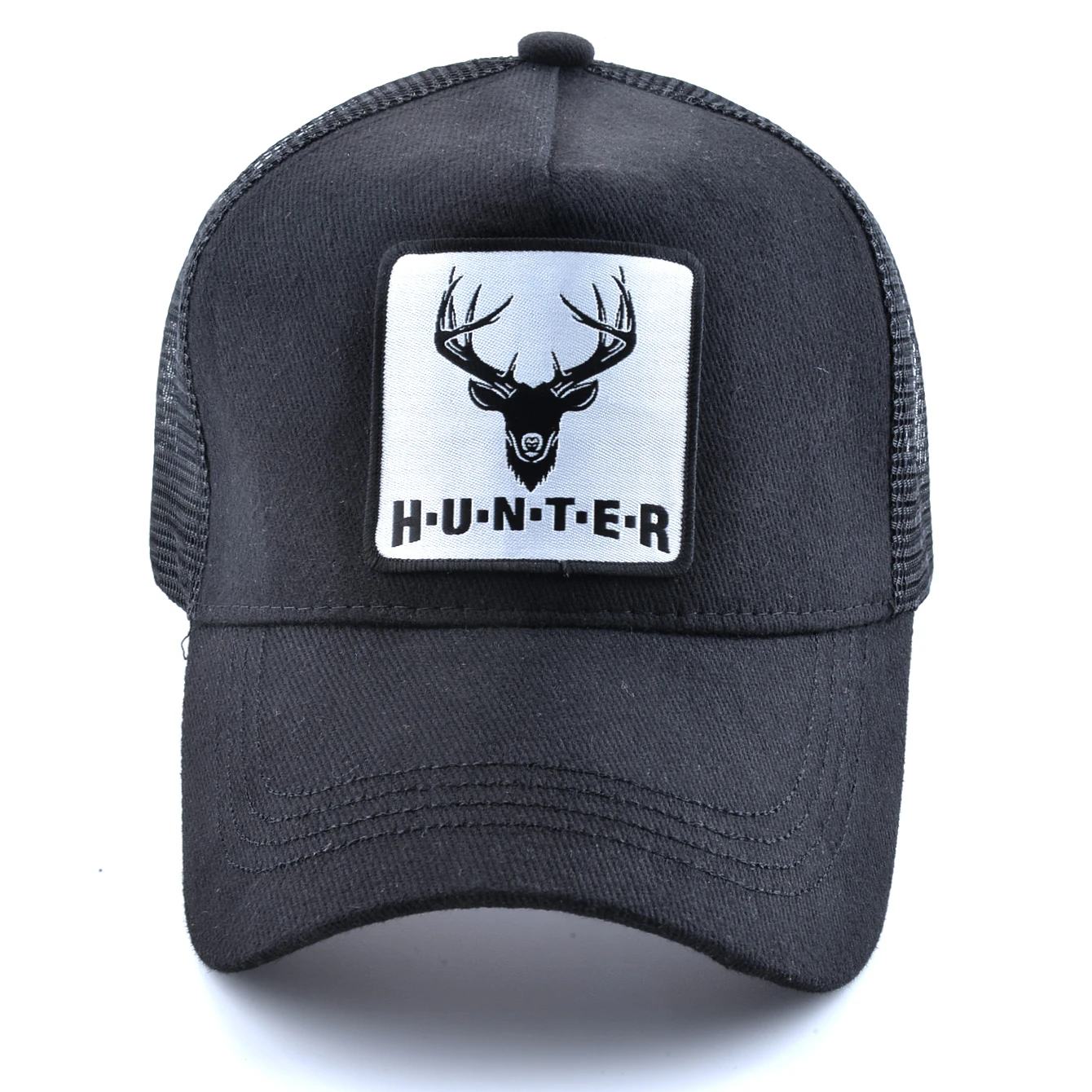 Baseball Cap With Deer Patch Men\'s Snapback Baseball Hat Four Seasons Outdoor Visor Caps Women Black White Casual Cap