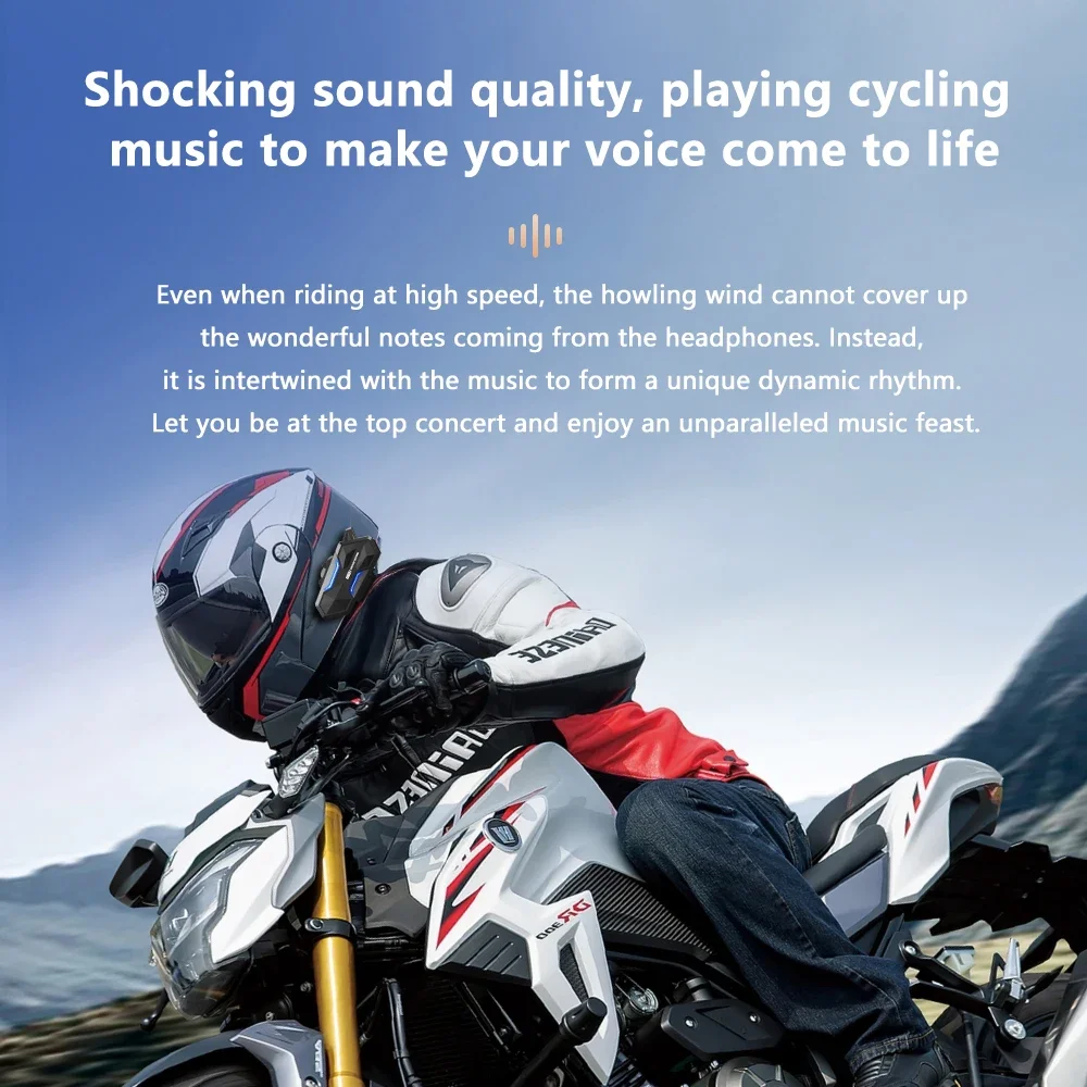 KEBIDUMEI Motorcycle Intercom Headset Helmet BT 5.4 intercommunicator 500M Wireless Hands-free Call Phone Kit with Waterproof
