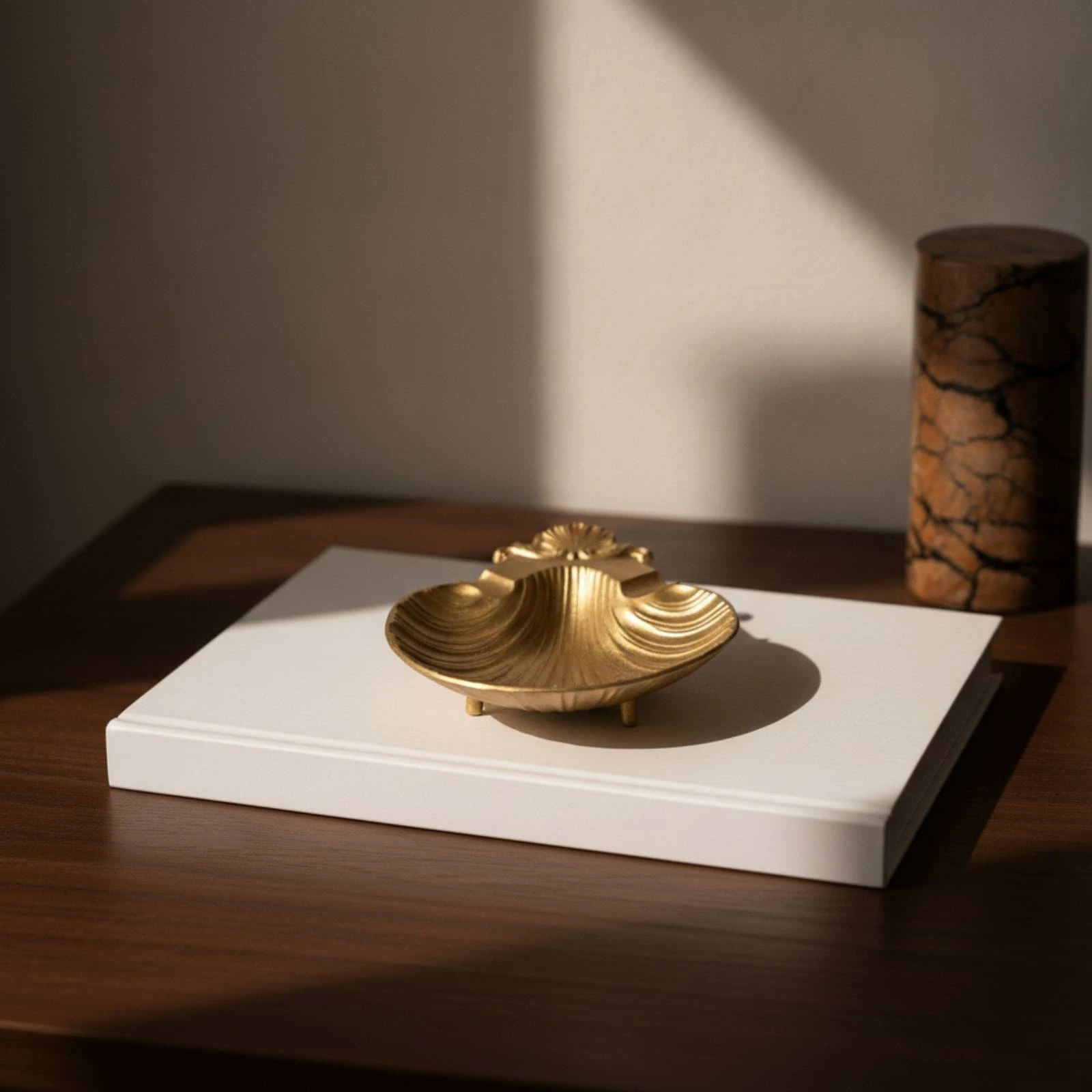 Shell Jewelry Tray Gold Seashell Jewelry Holder Shell Tray Sculptural for Dresser, Nightstand