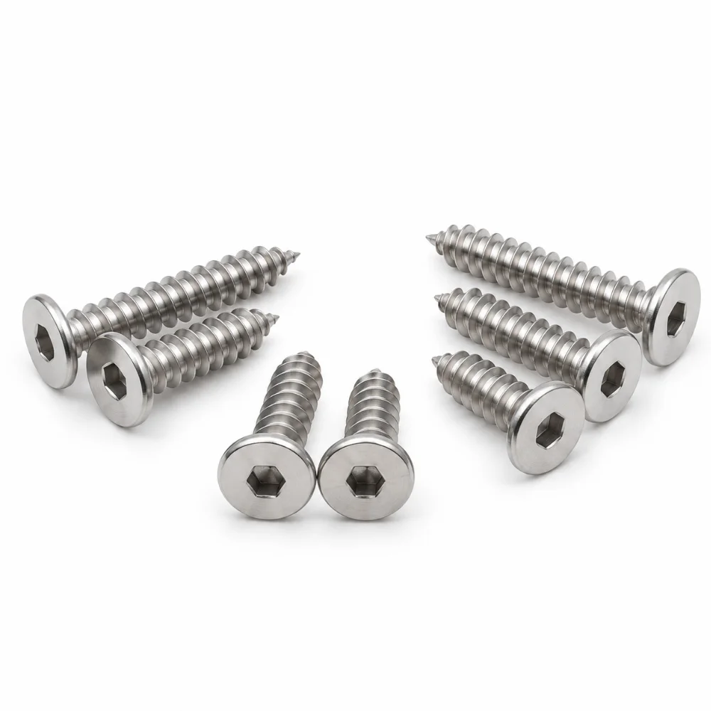 304 Stainless Steel Ultra Thin Wafer Head Hex Socket Self Tapping Screws Large Flat Head Low Profile Allen Drive M2-M8