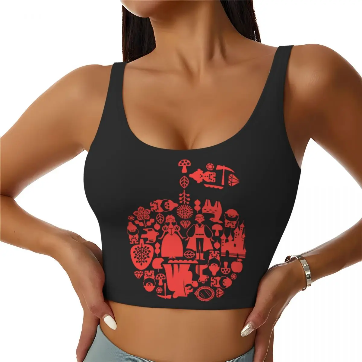 

Custom High Impact Snow White & Friends Apple Sports Bra Women Gym Workout Yoga Crop Top