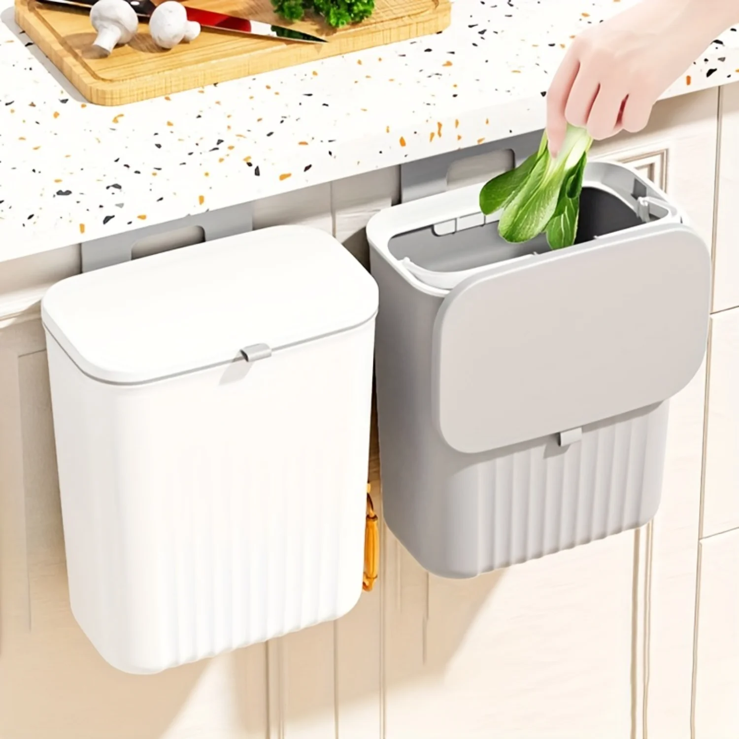 Large Capacity Hanging Trash Can - Space Saving Garbage Container for Kitchen, Office, Bathroom