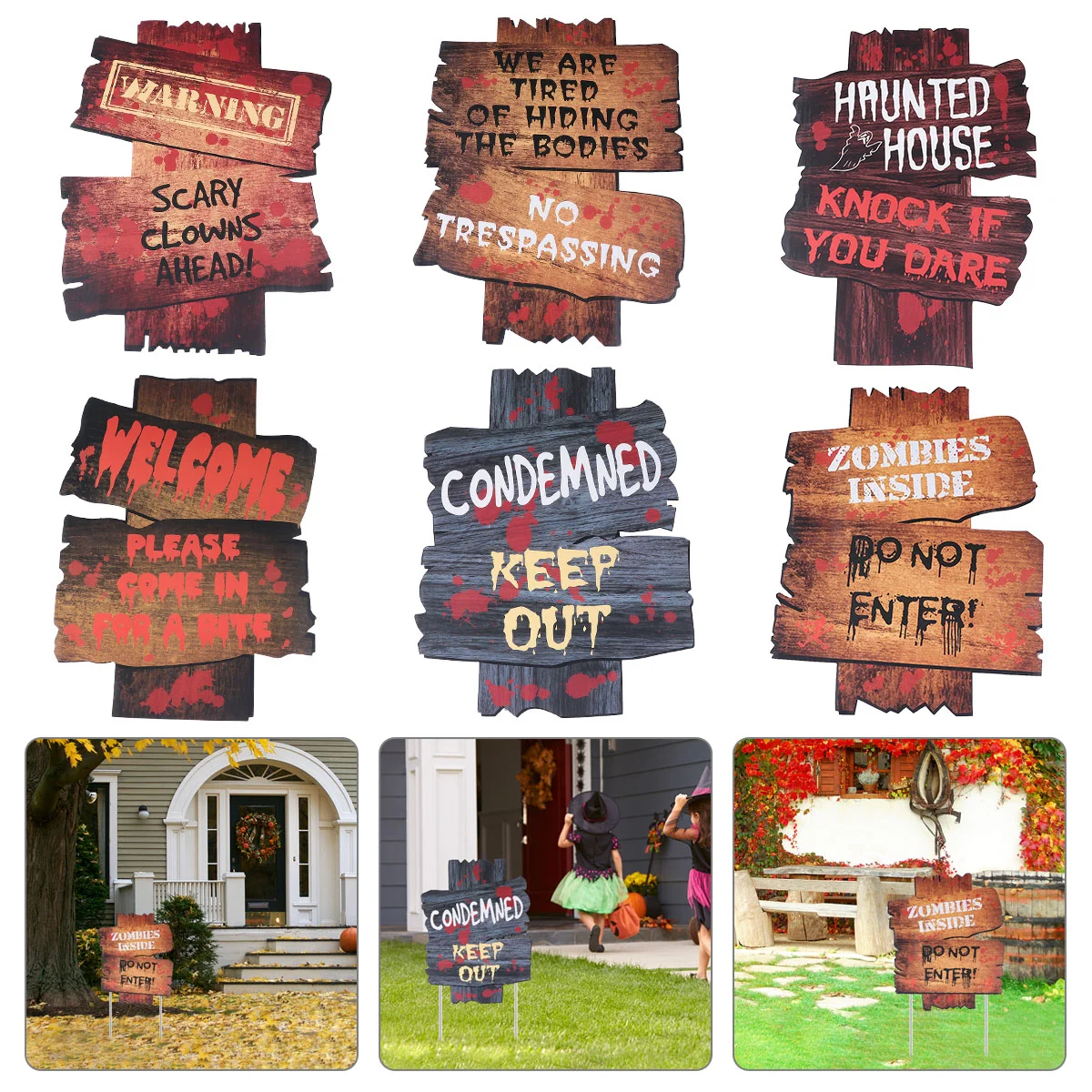 

6 Pcs Halloween Lawn Inserts Party Supplies Horrible Yard Stakes Sign Decorations Signs Outdoor