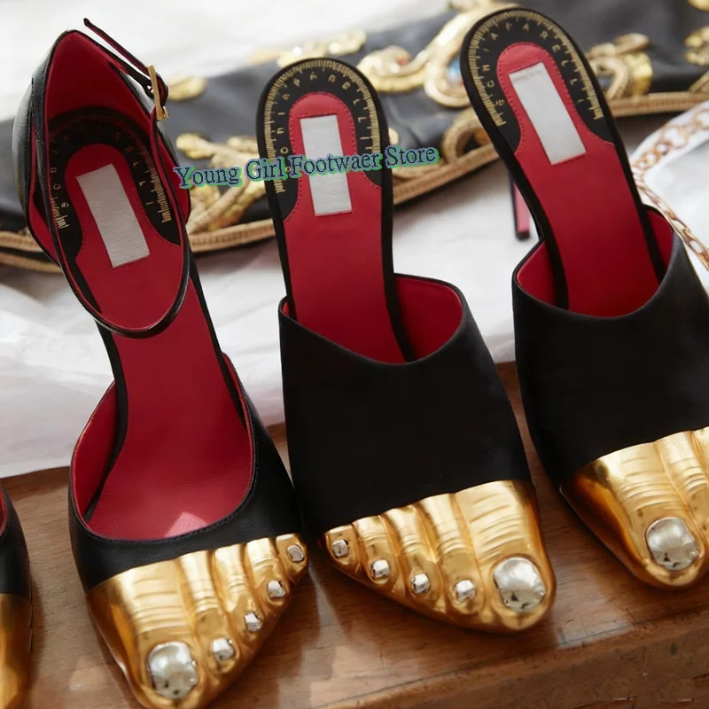 الذهبي تو عالية الكعب الإناث مثير الخناجر الجانب الهواء أحذية نسائية القوس حمالة تصميم 2025 النمط الأوروبي المدرج نمط #6