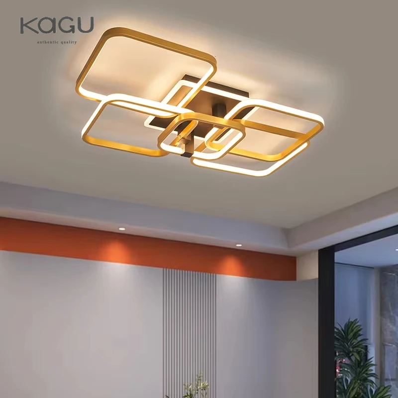 KAGU Smart Home Branched Aluminum Modern Led Ceiling Lights For Living Room Bedroom 85-265V Gold Rectangle Ceiling Lamp Fixtures