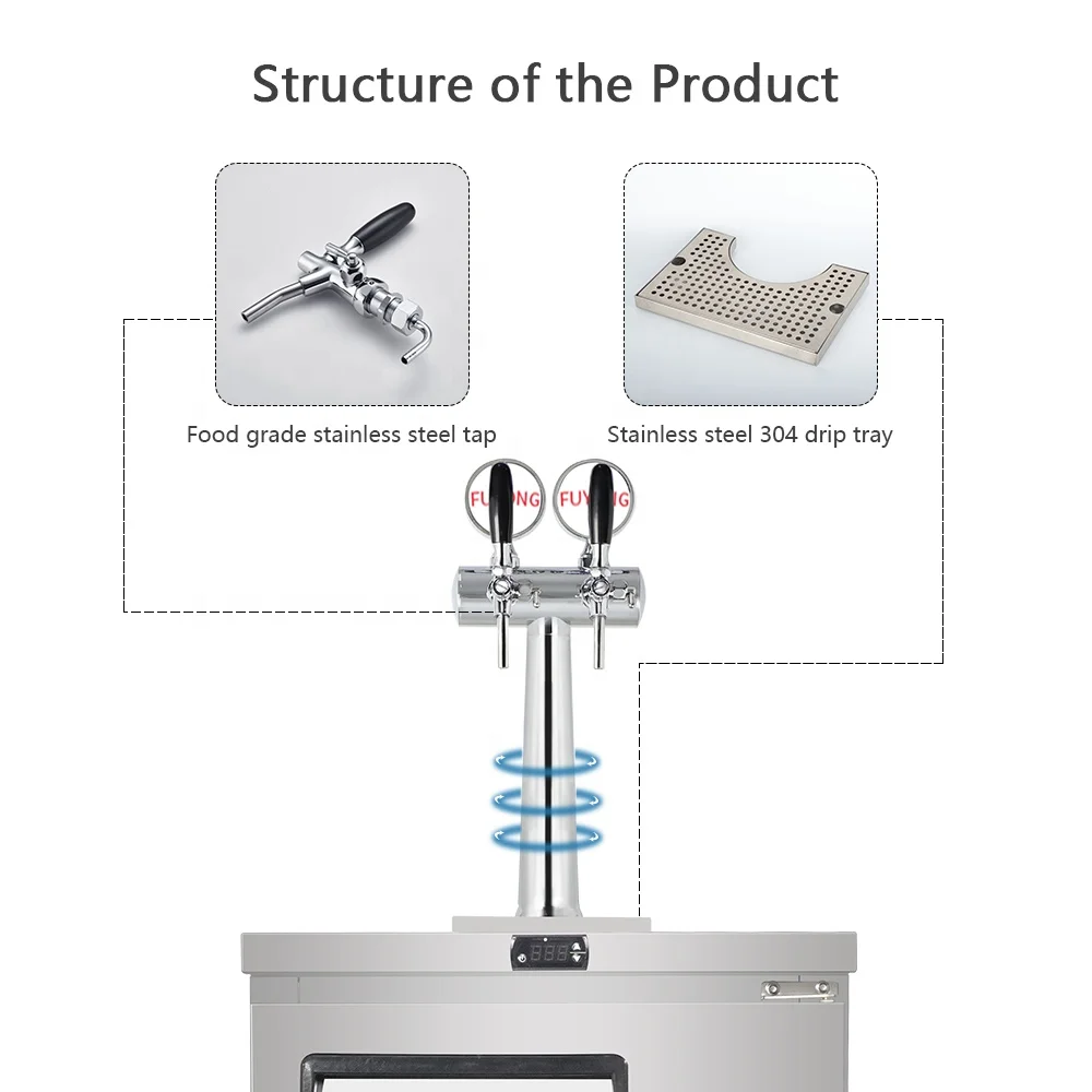 Best Quality Stainless Steel Kegerator Dispensador De Cerveza Cooler With Attractive Beer Font