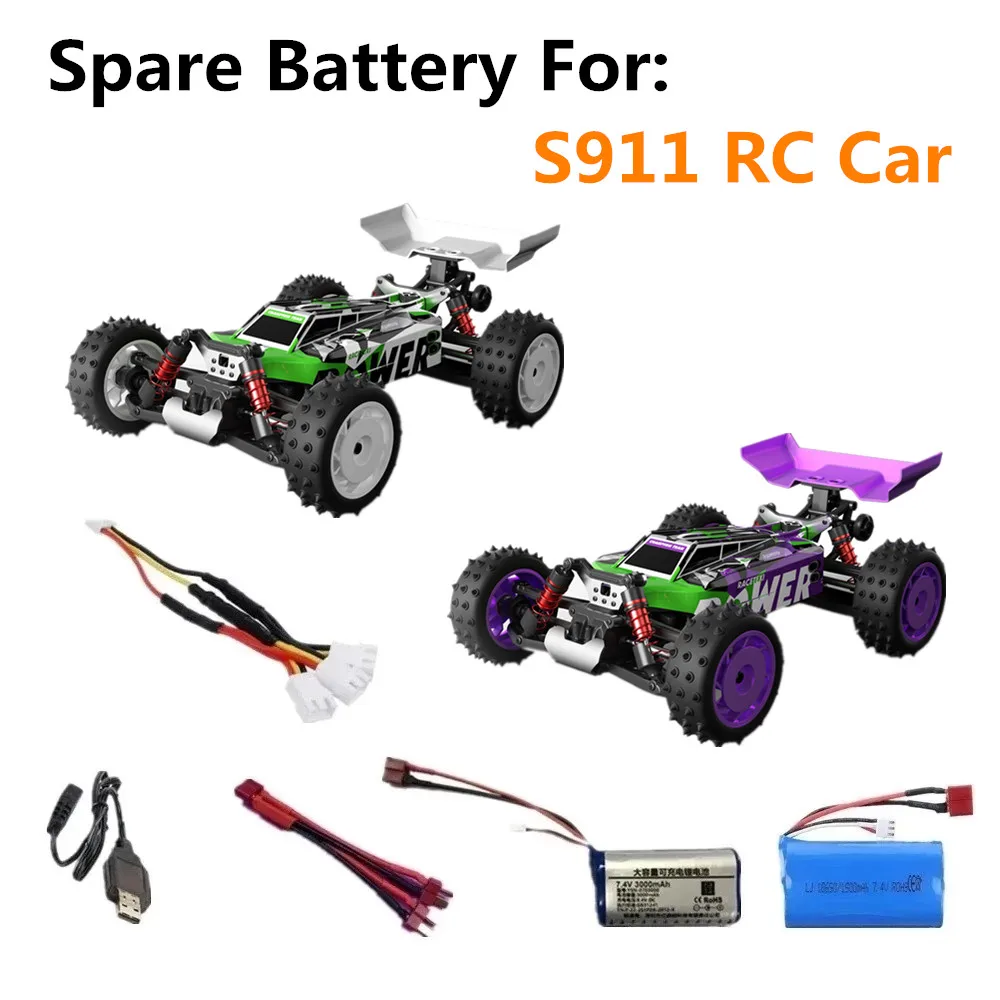 S911 Car Battery 7.4V 1500mAh / 3000mAh T-plug 3in1 Cable S911PRO     Spare Battery S911 RC Car  Battery