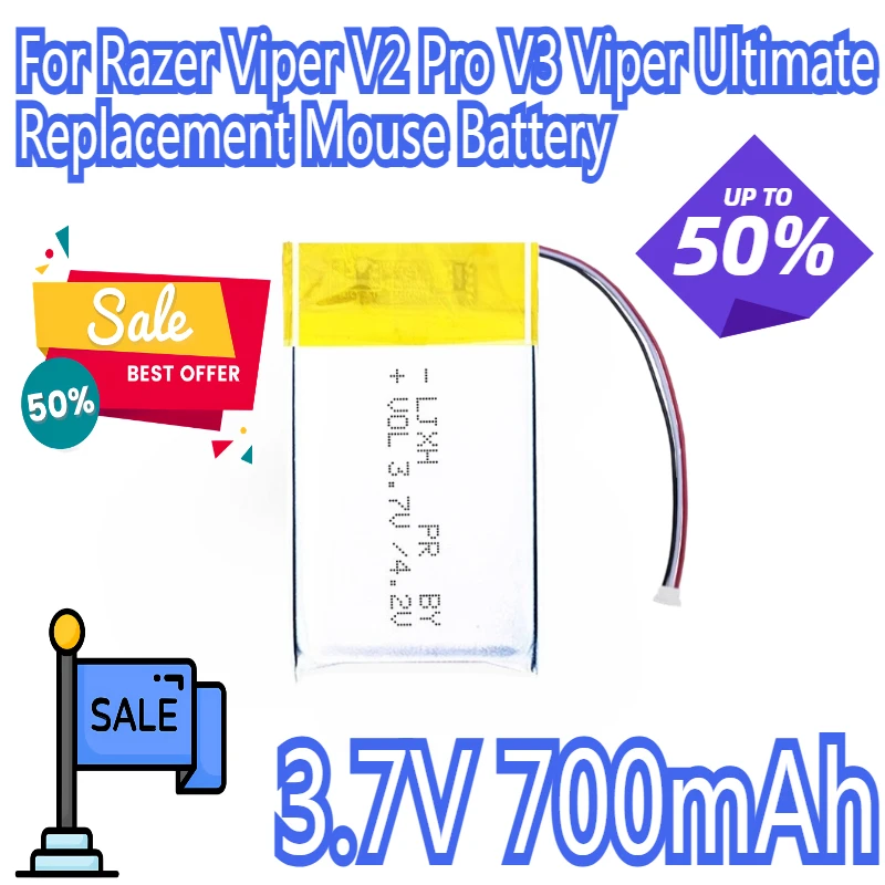 

3.7V Replacement Mouse Battery 700mah For Razer Viper V2 Pro V3 Viper Ultimate