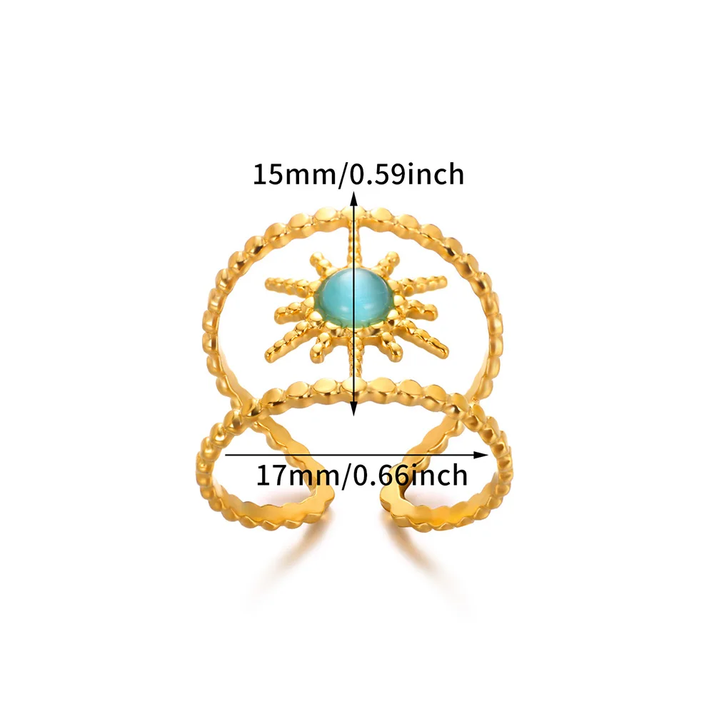 خاتم من الفولاذ المقاوم للصدأ من الحجر الطبيعي للنساء ، خواتم مفتوحة أنيقة ، حفل زفاف ، إكسسوارات مجوهرات ، هدايا لأعياد الميلاد #6