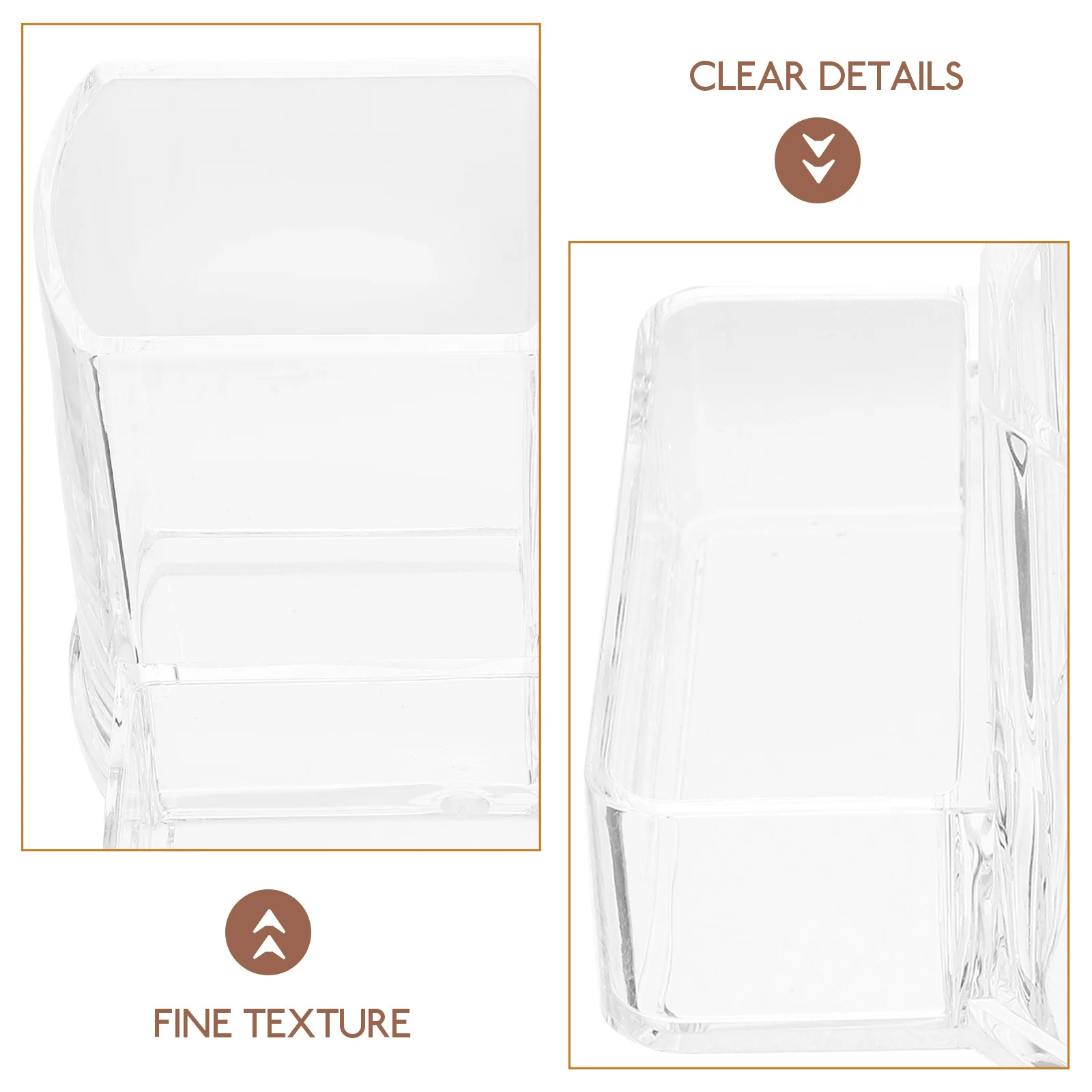 

Acrylic Pen Holder Desk Storage Bucket Stationery Organizer Makeup Brush Container Countertop Desktop Accessory Lipstick Case