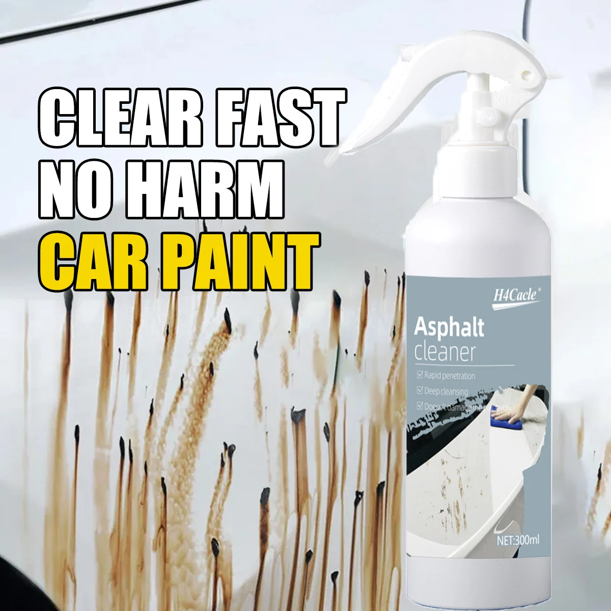 Asphalt Remover Car Adhesive Cleaner Spray Eliminates Road Tar Tarmac Stain Sticky Residue Shellac Bird Droppings Flying Paint