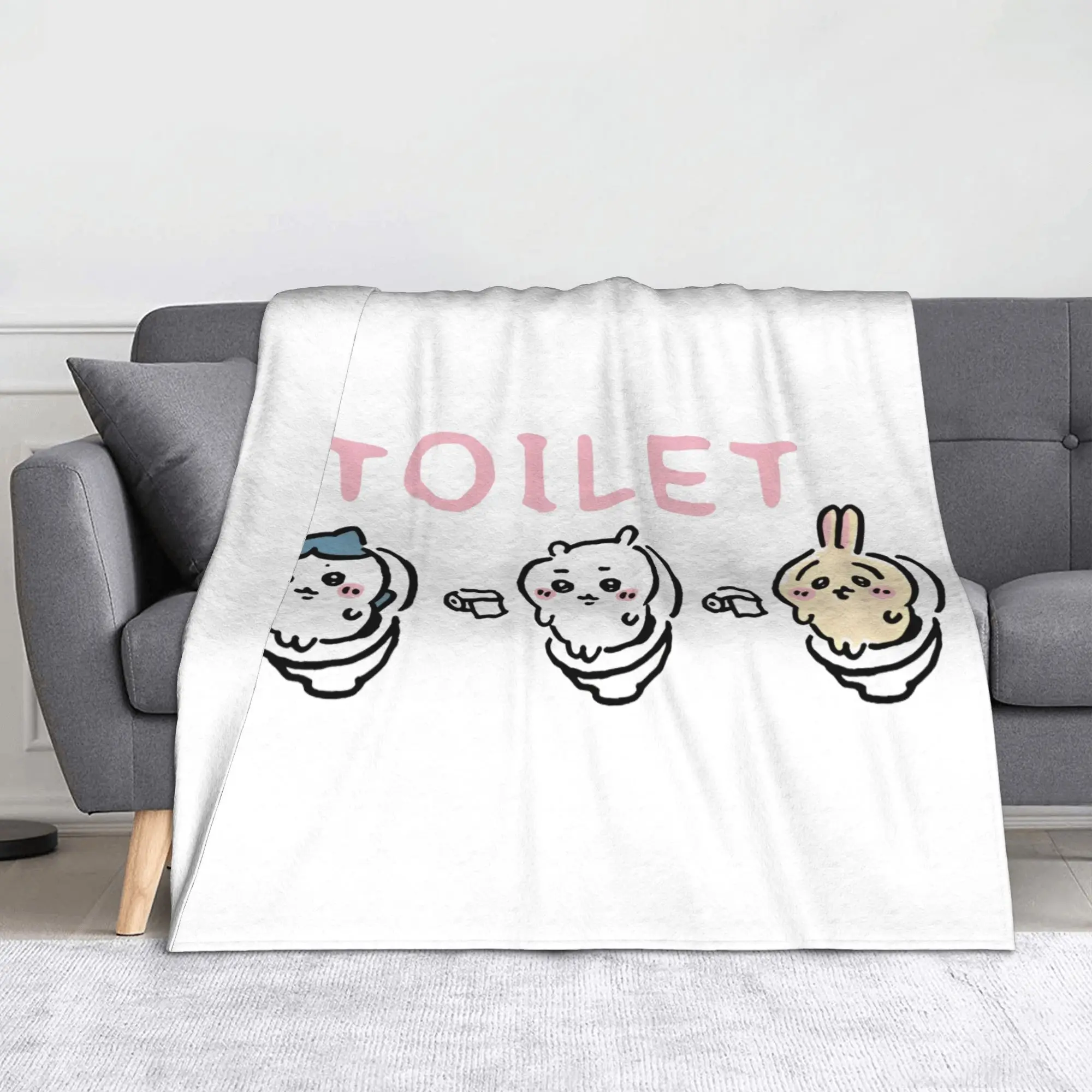 

Cute Chiikawa Toilet Time Blanket Fleece Autumn Winter Japanese Multi-function Soft Throw Blanket for Outdoor