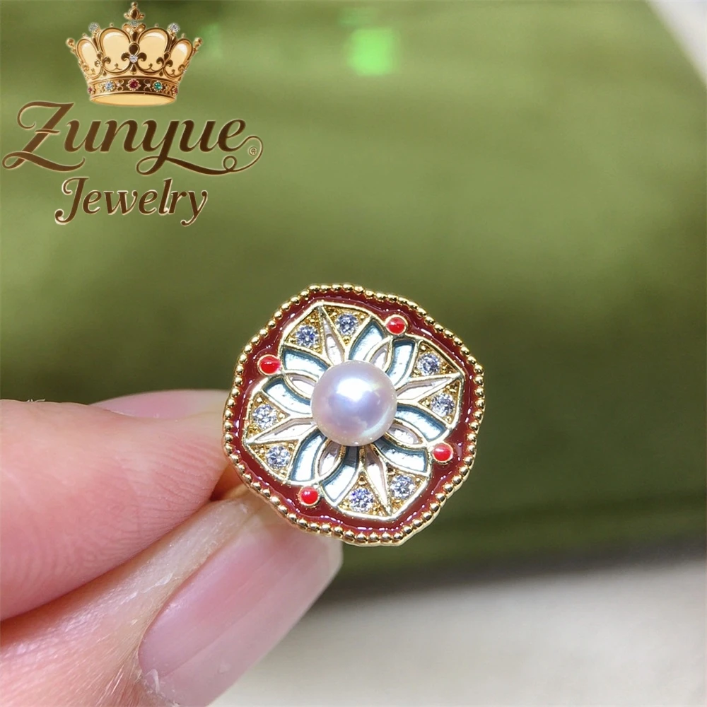 

Natural Freshwater Pearl Flower Rings Luxury Quality Jewelry Best Selling Fashion Fine Jewelry Exquisite Charms Elegant Popular