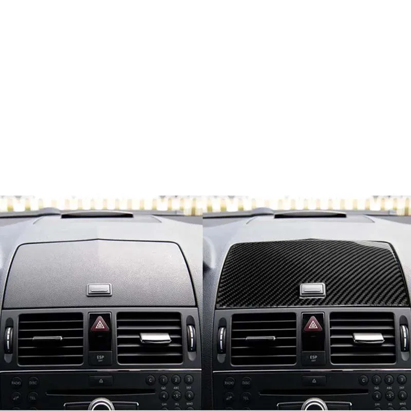 Carbon Fiber Sticker Interior Trim Car Center Console Navigation Panel Cover for Mercedes Benz C Class W204 Accessories