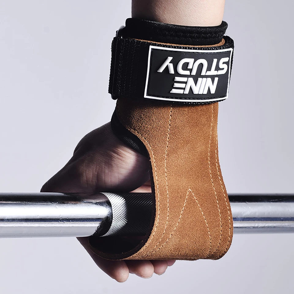 Cowhide Gym Gloves Grips Anti-Skid Weight Power Belt Lifting Pads Deadlift Belt Workout Crossfit Fitness Gloves Palm Protection