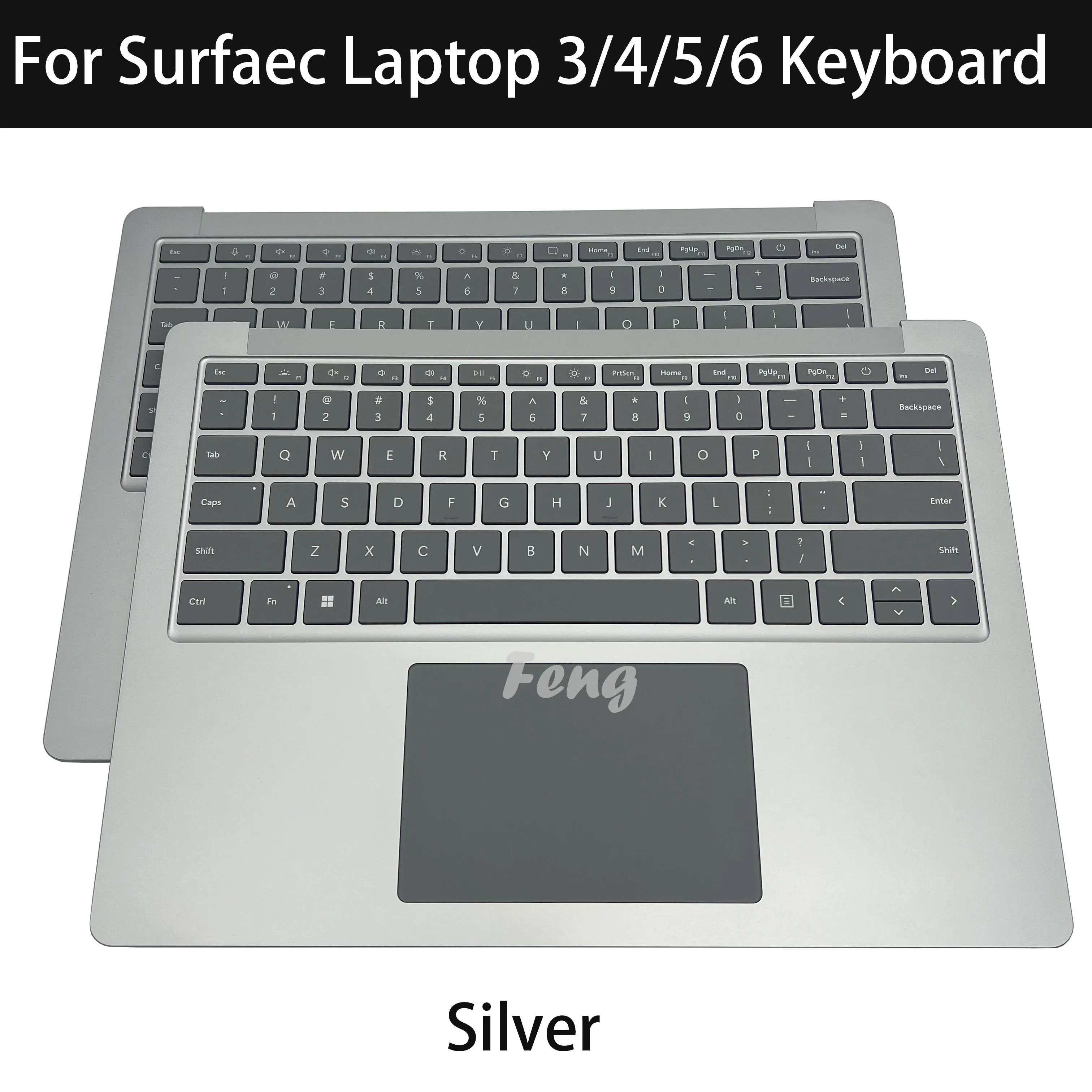 Original For Microsoft Surface Laptop3/4/5/6 1867 1868 1950 1951 2035 Keyboard Palmrest Cover With Touchpad 13.5‘’ Silver US