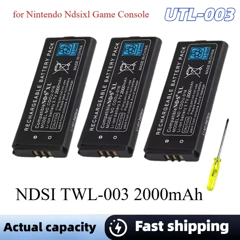 UTL-003 NDS XL Replacement Battery 3.7V 2000mAh for Nintendo Ndsi XL Controller Game Console Li-on Rechargeable Built-in Battery