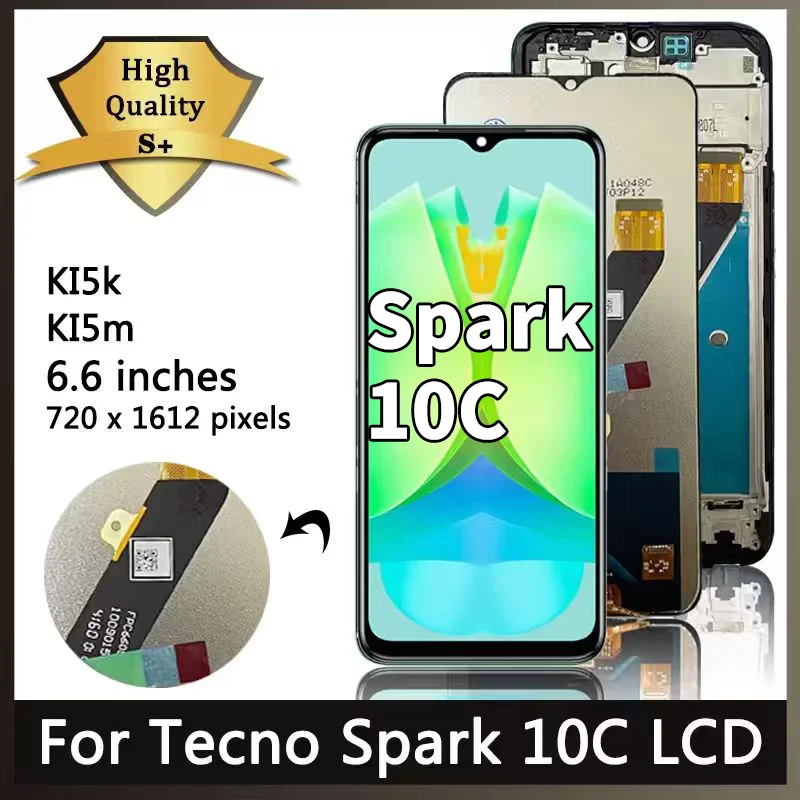 6.6 ''polegadas para tecno spark 10c lcd ki5k ki5m display de substituição da tela toque digitador assembléia spark10c 10 c display quadro