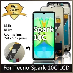 Tecno Spark 10C LCD KI5k KI5m 디스플레이 터치 스크린 교체 디지타이저 어셈블리, Spark10C 10 C 디스플레이 프레임, 6.6 인치