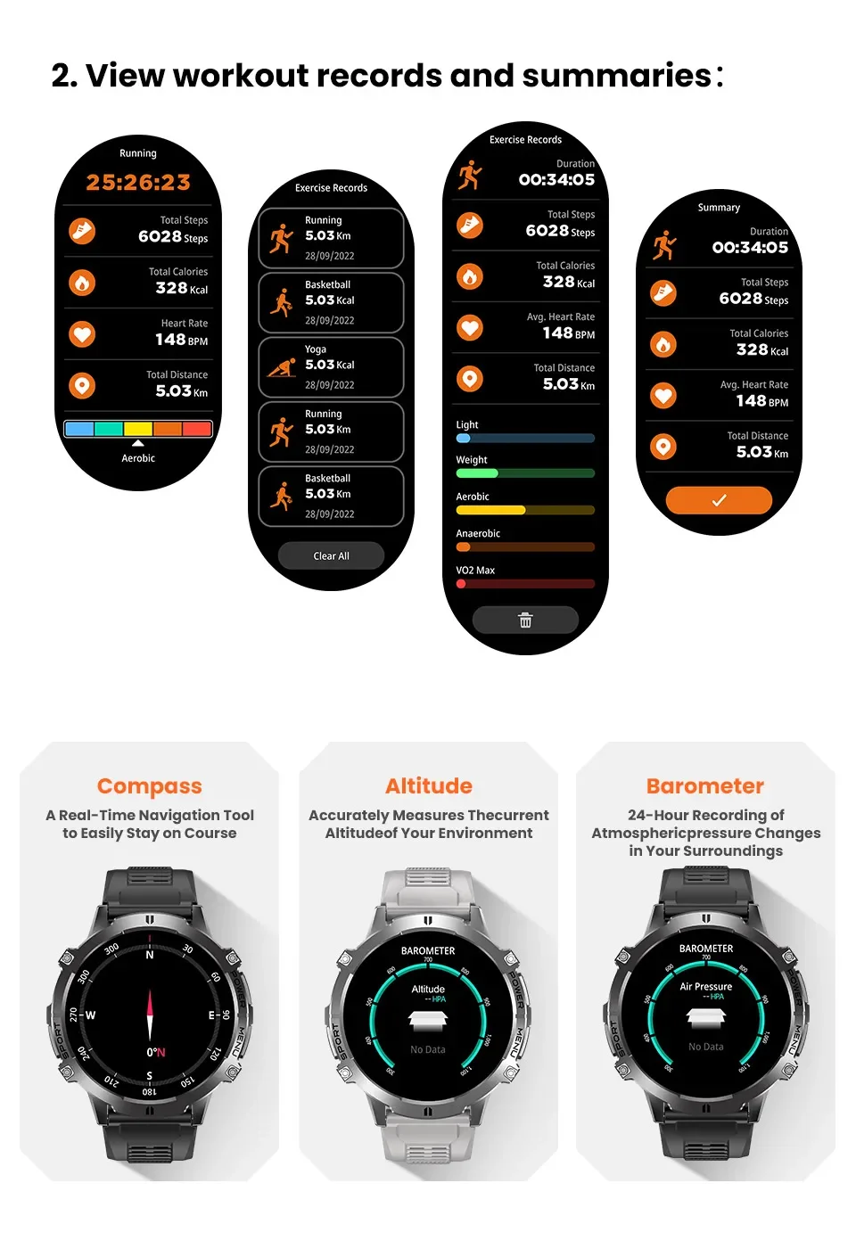 2026 Neue TANK X3 1000mAh Akku Smartwatch für Herren 10ATM Wasserdicht Schwimmen GPS-Verfolgung 1,75" AMOLED HD Anruf Sport-Smartwatch Militär – Detail 9