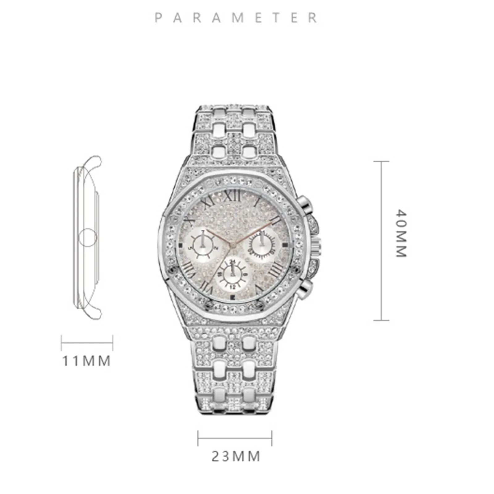 أزياء فاخرة الذهبي ووتش سوار النساء الرجال ووتش للجنسين الفولاذ المقاوم للصدأ كوارتز ساعة اليد الملونة الهاتفي ساعة الزخرفية #6