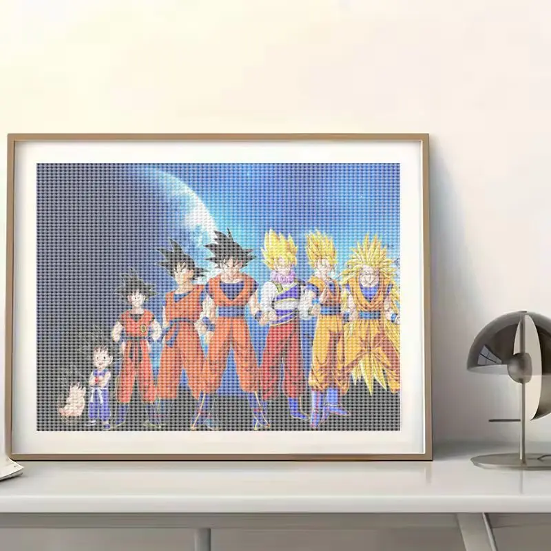 1 unidad 5D DIY Dragon Ball Z Goku Evolution Kit de pintura de diamante, arte bordado de diamantes de imitación de cristal redondo de taladro completo, personajes de Anime