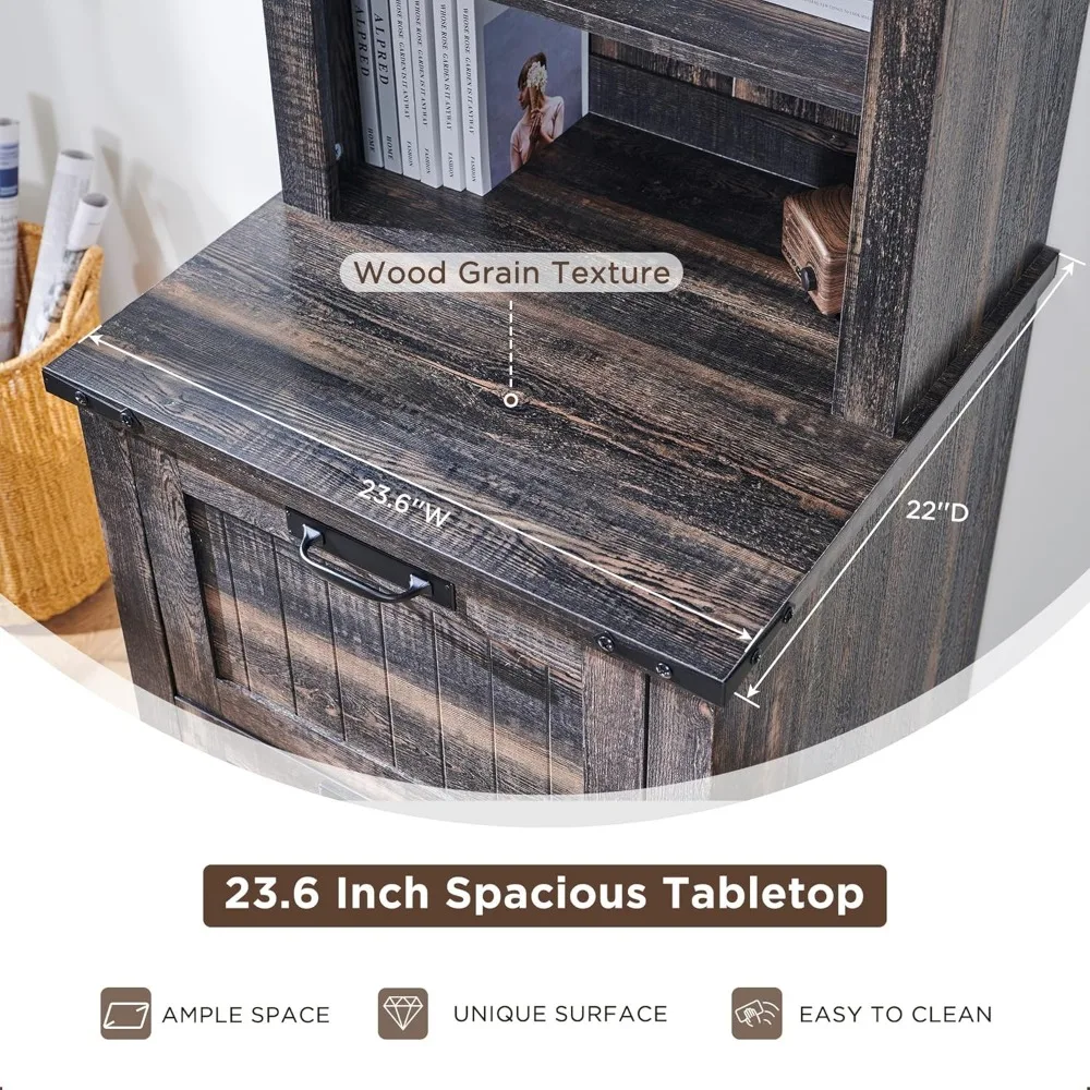 72" farmhouse-style tall bookshelf with storage, adjustable shelves & 2 drawers image 6