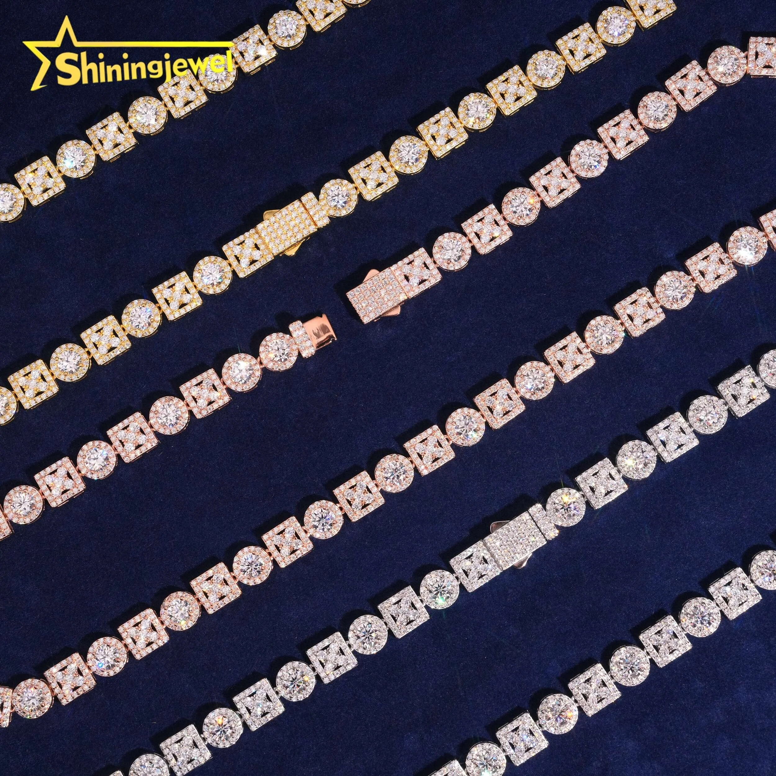 Fine Jewelry Iced Out Pass Diamond Tester 925 Sterling Silver Rose Gold Moissanite Necklace...