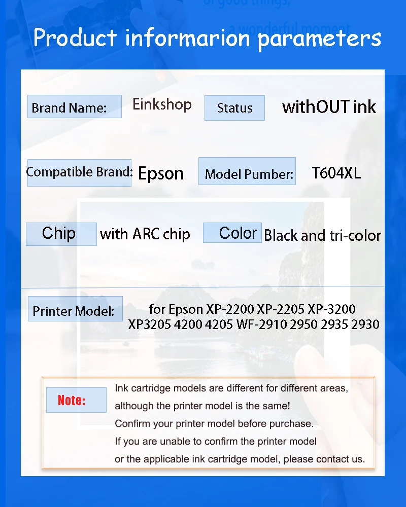 Imagem -02 - Cartucho de Tinta Recarregável com Chip Arc Apto para Epson Xp2200 Xp-2205 Xp3200 Xp3205 4200 4205 Wf-2910 2950 2935 2930 604 604