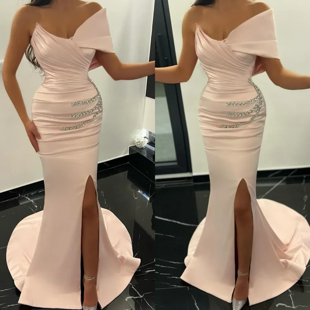 Prom Dress Yipeisha High Quality One-shoulder Mermaid Floor Length Evening Dresses Rhinestone Satin Customized Saudi Arabia