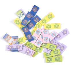 50Pcs Candy Color Mixed Flower Pattern Embroidery Labels Garment Tags For Sewing Accessories Clothes Bag Handmade DIY Supplies