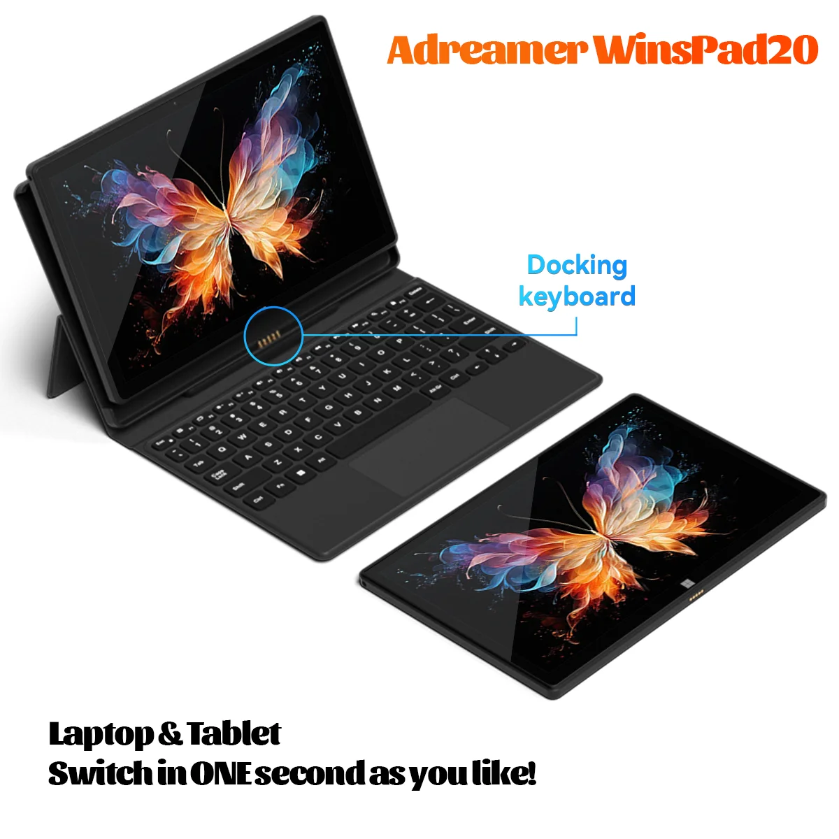 Adreamer Tablet Windows Met Toetsenbord 8GB 128G SSD 10 Inch Windows 11 Tablet PC Intel N4120C 2 IN 1 Kantoor Notebook Tabletten