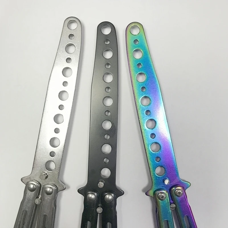 

Safe Butterfly Practice Knife Uncut Blade Steel Folding Trainer for Beginners Training Tool Portable Butterfly Comb Play Knife