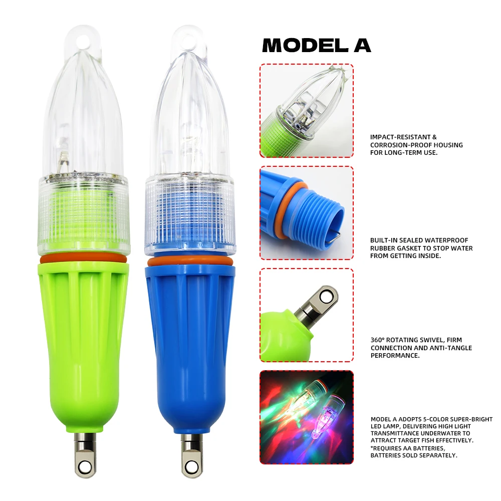 ZYZHE 1/2 Stück Angelköder-Licht 13cm/5,12 Zoll LED Superhelles Tiefsee-Bootsangelzubehör Fischlocklampe – Detail 4