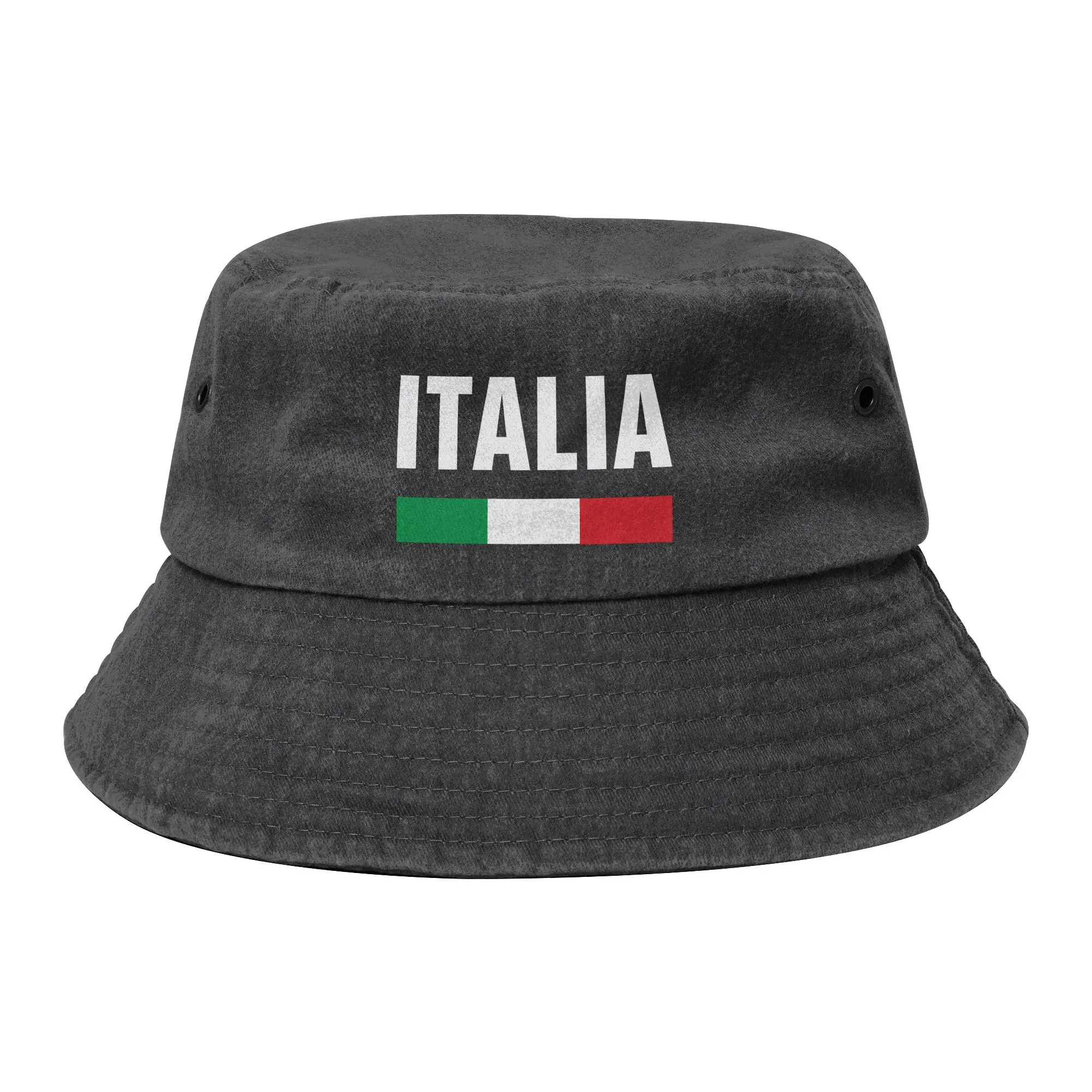 Teen Distressed Washed Bucket Hat Italia Italy Italian Flag Outdoor Fisherman Caps  Bob Hat Gifts Idea