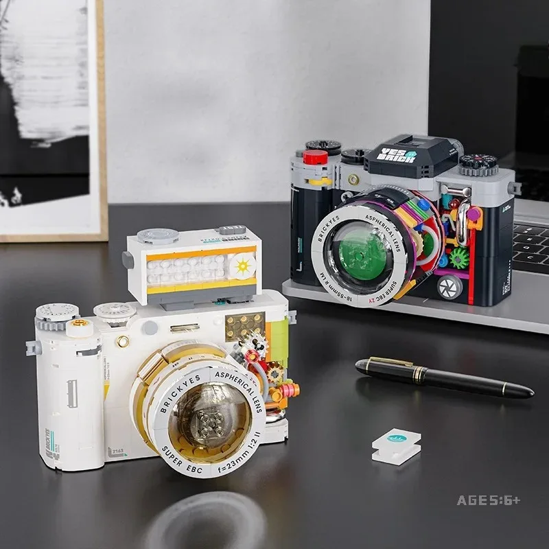 โมเดลกล้องวินเทจแบบตัวต่อบล็อก DIY ชิ้นส่วนประกอบ ของเล่นเสริมพัฒนาการเด็ก ของสะสมสำหรับผู้ใหญ่ ของขวัญเทศกาล