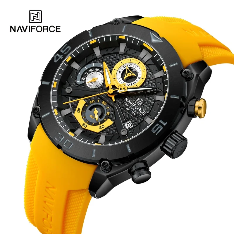 

NAVIFORCE Men's Sports Chronograph Watch Reloj Hombre 3ATM Waterproof Silicone Strap Luminous Outdoor Casual Analog Wristwatch