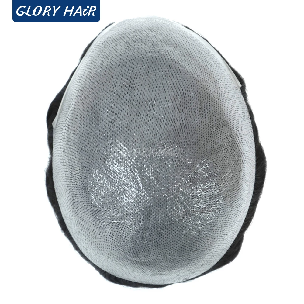 NG - 0.03-0.04mm Men Toupee Super Thin Skin Human Hair System 90% Density Natural Hair Unit