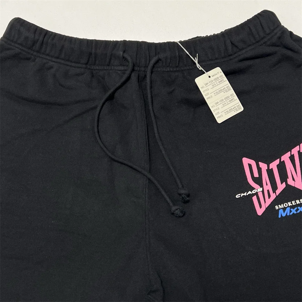 Casual SAINT MICHAEL SWEAT SHORTS Men Women 11 Best High Quality Oversized Black Jogger Drawstring Shorts