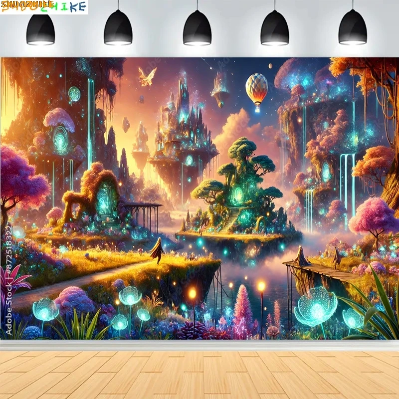 

Fairy Tale Mystic Medieval Castle Photography Backdrops Props Landscape Witch Magical Book Fantassy World Forest Background MA03