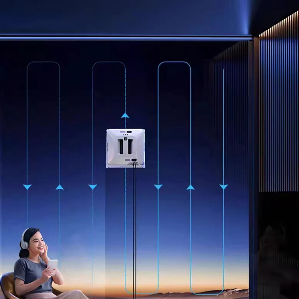 Robotic Window Cleaner Dual Water Spray Automatic High Suction Anti-falling For Window Washing Glass Outside APP Remote Control