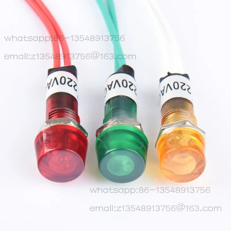 High Temperature Resistant ADP10-3C 110V220V380V with Wire Φ 10mm Water Heater Freezer Indicator Light Signal Light