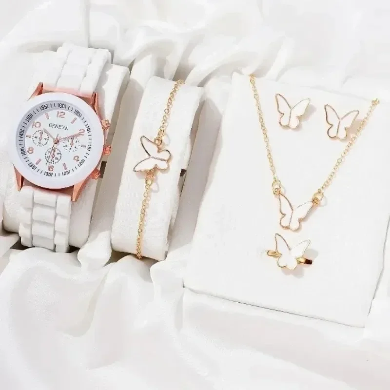 

5/2PCS Set Luxury Women Watches Ring Necklace Earrings Rhinestone Wristwatch Female Casual Ladies Watches Bracelet Reloj Mujer